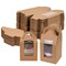 100 Pack Cupcake Box, Kraft Paper Individual Cupcake Container with Window and Handles, Bulk Single Cupcake Packaging Box for Muffin, Cocoa Bomb, Party Favor Pastry Treat Boxes